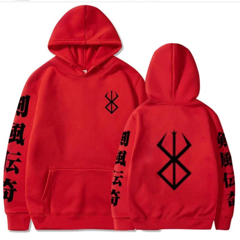 2024 Hot Anime Berserk manga Logo Hoodies Hip Hop Long Sleeve Casual Loose Print Anime Unisex oversized sweatshirt