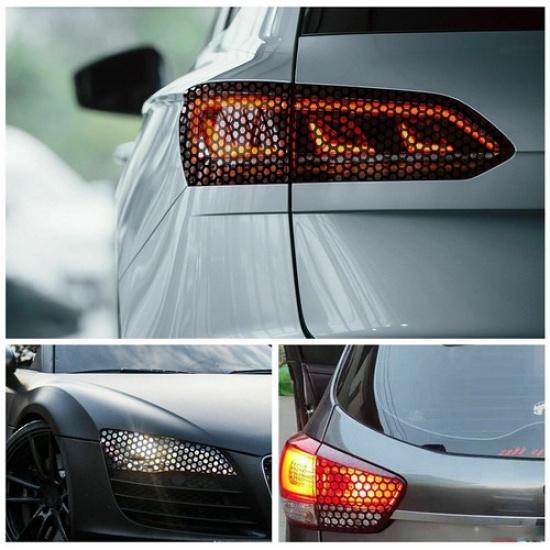 Car Rear Cover Tail Light Honeycomb Black Sticker Tail-lamp Decal Accessories EA