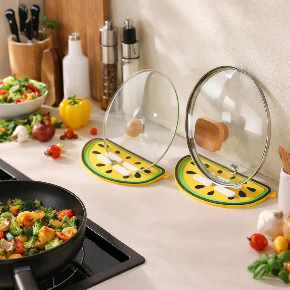 5 pieces Soft Silicone Drain Pot Cover Pad Watermelon Shape Heat Insulation Pad  Kitchen Counter