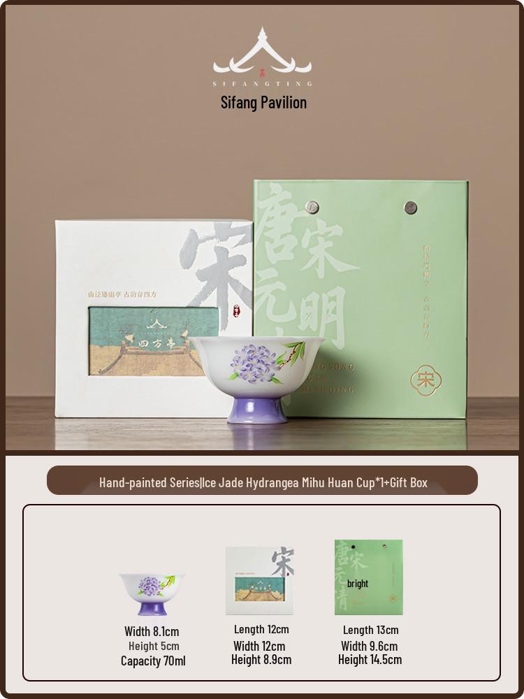 

Ice Jade Porcelain Tea Cup: Hand-Painted Gongfu Tea Tasting Cup for Personal or Gift Use No Specific Size