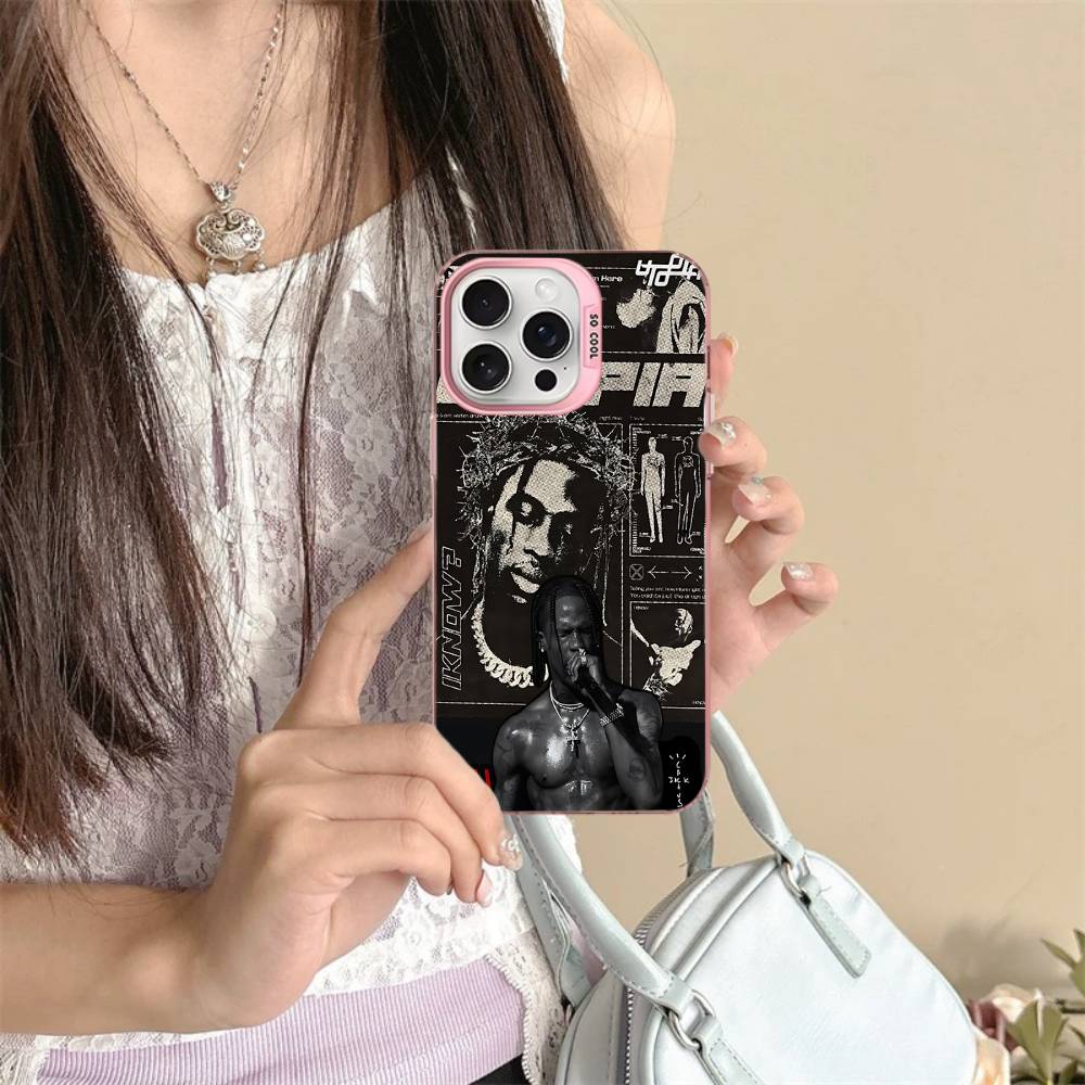 T-Travis S-ScottS Singer Phone Cover For IPhone 16 15 14 13 12 11 17 Pro Max Plus Color Silver Shell