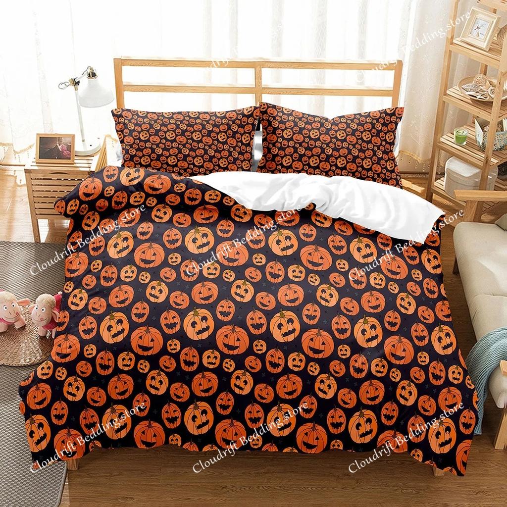 Set Copripiumino Lanterna di Zucca Poliestere Copripiumino King Queen Full Twin Size Set Biancheria da Letto Con Federe Regalo di Halloween