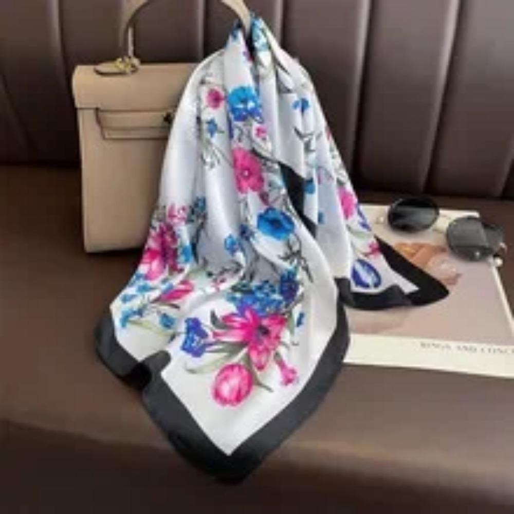 Fashion Luxury Brand 70cm Silk Feel Square Scarf Women Neck Tie Female Hair Bandana Headkerchief Shawl Wrap Hijab Echarpe