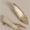 Kolor Szampana Sequin Dwustronne Noszenie Szpiczasty Nosek Niski Obcas Ślubne Buty Damskie Wygodne Przyszła Panna Młoda Druhna Buty Faiona...
