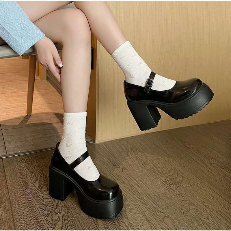 White small fragrant style thick heel high heels women's new spring and autumn 2025 small French Mary Jane shoes