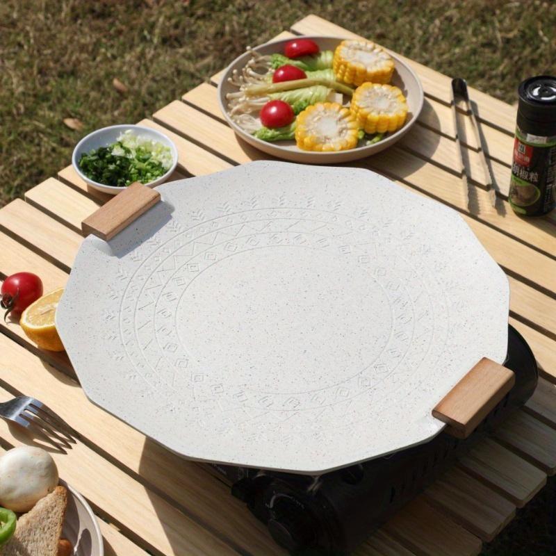 Estufa Electromagnética Estufa de Gas Doble Propósito Sartén para Barbacoa Camping al Aire Libre Estufa de Tarjeta Sartén para Barbacoa Sin Humo Antiadherente