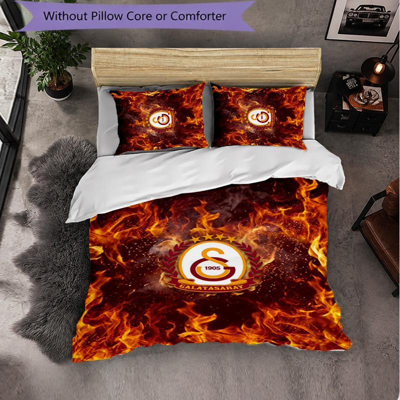 Biancheria da letto a tema Galatasaray FC Set 3 Pezzi Copripiumino Biancheria da letto decorativa per camera da letto per adolescenti Decorazione per la casa