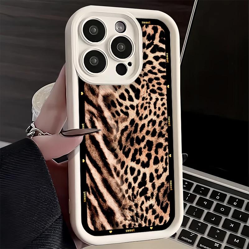 Phone Case for iPhone 17 Air 16E 15 16 Pro Max Fashion Sweet Leopard Print Cover 14 Plus 13 12 Mini Soft Shell Silicone Fundas