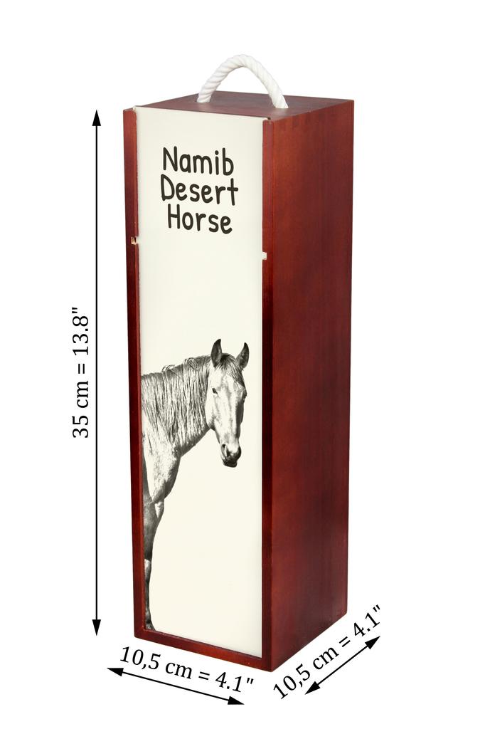 Namib Desert Horse - Wine Box with a Horse, Alcohol Box with Graphics, Personalized Gift Box from the Art-Dog Brand
