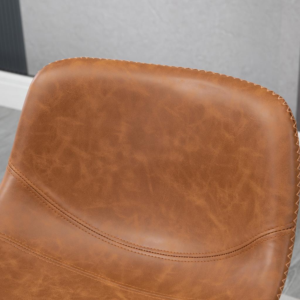 Bar Stools Set of 2, PU Leather Dining Stools with Backrest, Footrest, for Kitchen, Counter, Breakfast Bar, Brown
