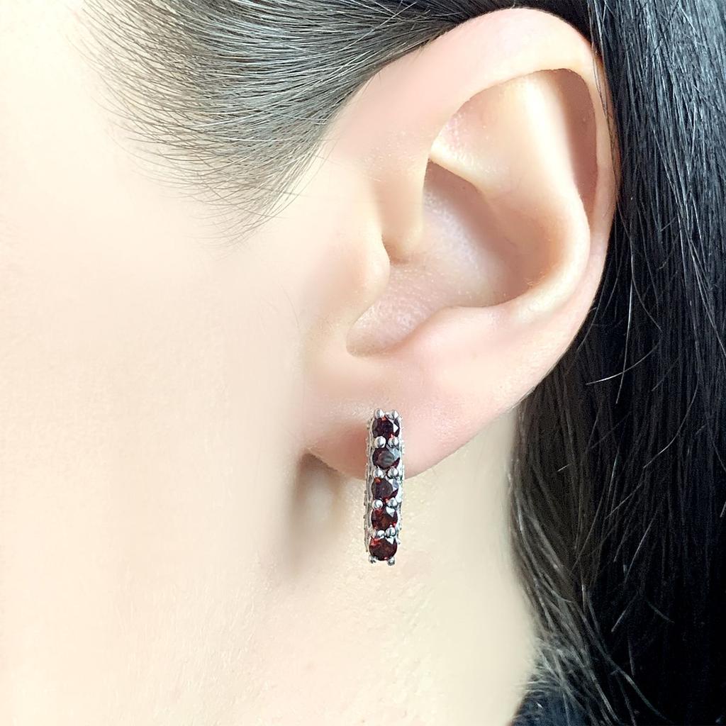 Silver Earrings with Natural Garnet (2035145)