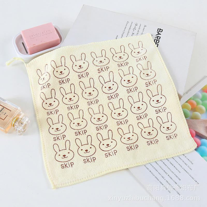 1Pcs Cute Bunny 30*30cm Baby Square Towel Thicken Hook Towel Universal Handkerchief Random Color