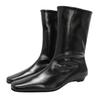 Slope Heel Small Short Boots Women's Autumn and Winter New Fashion Retro Versatile Thin Boots Small Square Head Black Naked Boots Trend