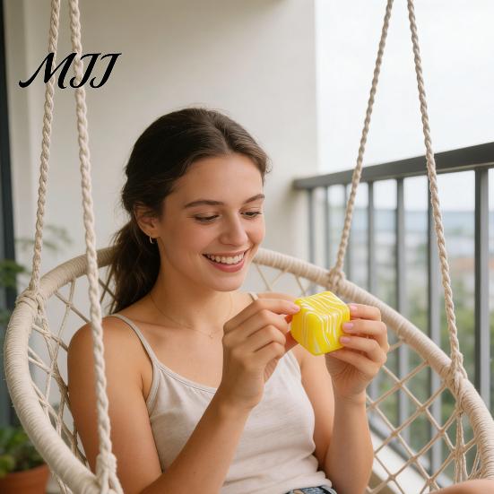 TPR Stress Ball Flow Pattern Cube Squeeze Toy Anxiety Relief Sensory Elastic Decompression Stretchy Pinch Party Favors