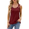 IHUASU Spring and Summer Solid Color Round Neck Sleeveless Vest Metal Ring Loose Top