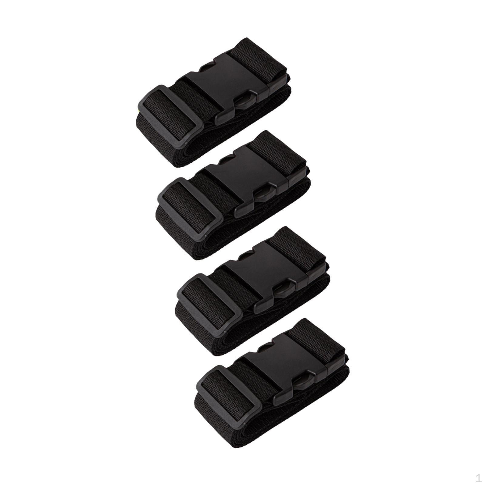 

4 шт. багажных ремней для чемоданов, регулируемые быстросъемные пряжки, дорожные аксессуары Black