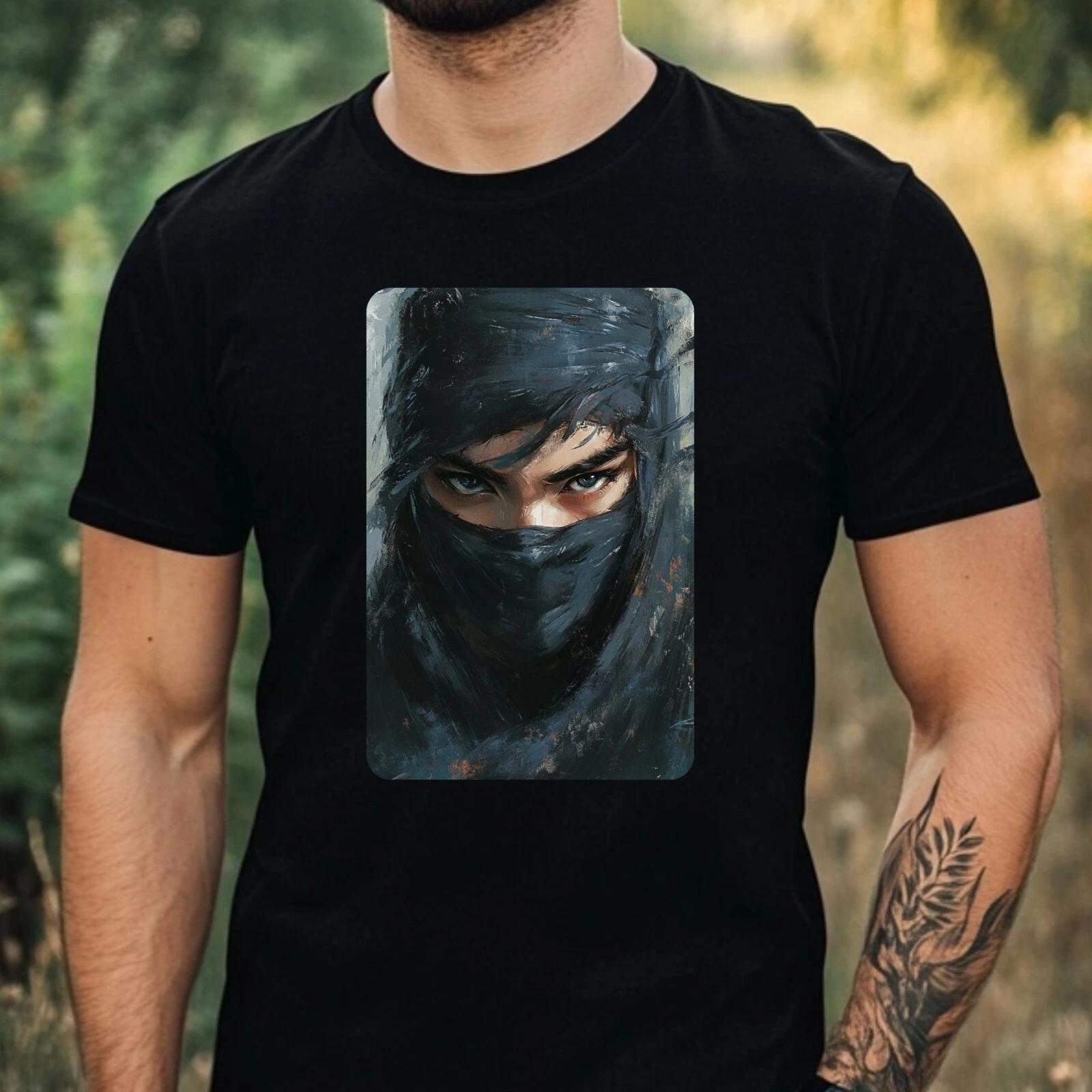 T-Shirt Herren Ninja Portrait Motiv Baumwolle Größe XS bis 5XL XS
