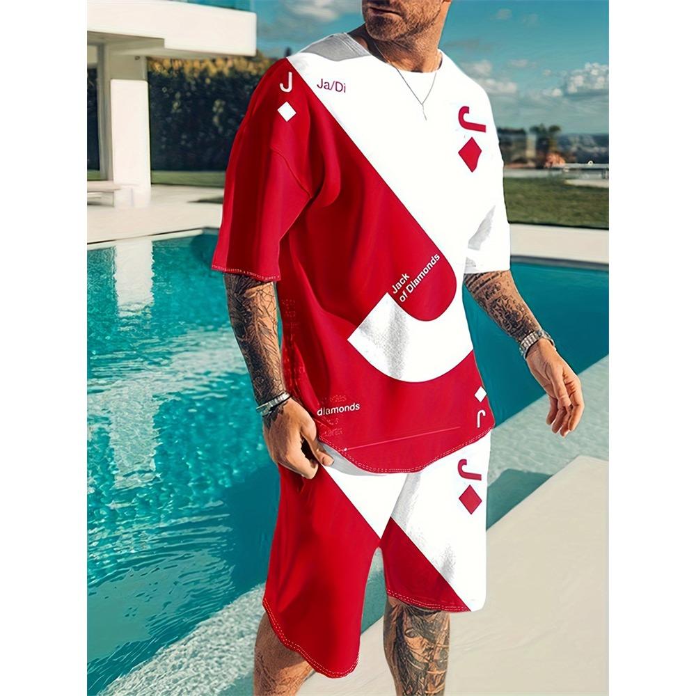 New Men's Athletic Set Los Angeles Print Short-Sleeve T-Shirt Casual Athletic Set Streetwear Shorts Two-Piece Men's Set
