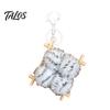 Soft Fermented Bean Curd Pendant Plush Keychain, Fluffy Doufu Bag Charm with Keyring, Backpack Handbag Purse Decoration Accessories