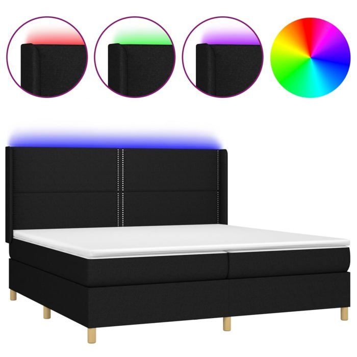 VidaXL Slat Bed Base with Mattress and LED, Upholstered Bed with Headboard, Double Bed, Adult Bedroom Bed, 3138823
