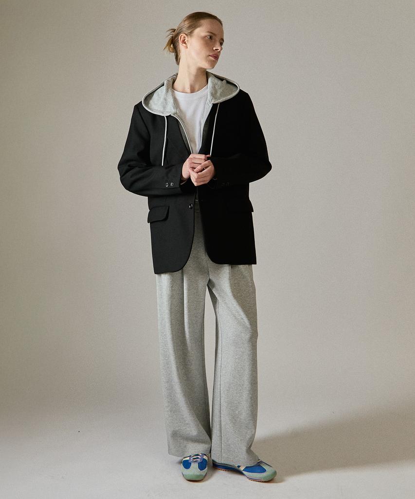 BASIC HOUSE Women'S Double-Sided Two-Pleated Wide Sweatpants Melange Grey Lzpt0211