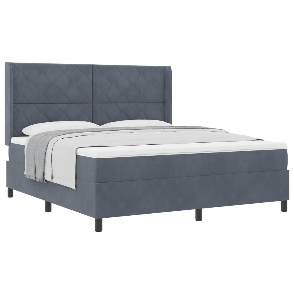 Boxspring Bed with Headboard Dark Grey 180 x 200 cm Velvet