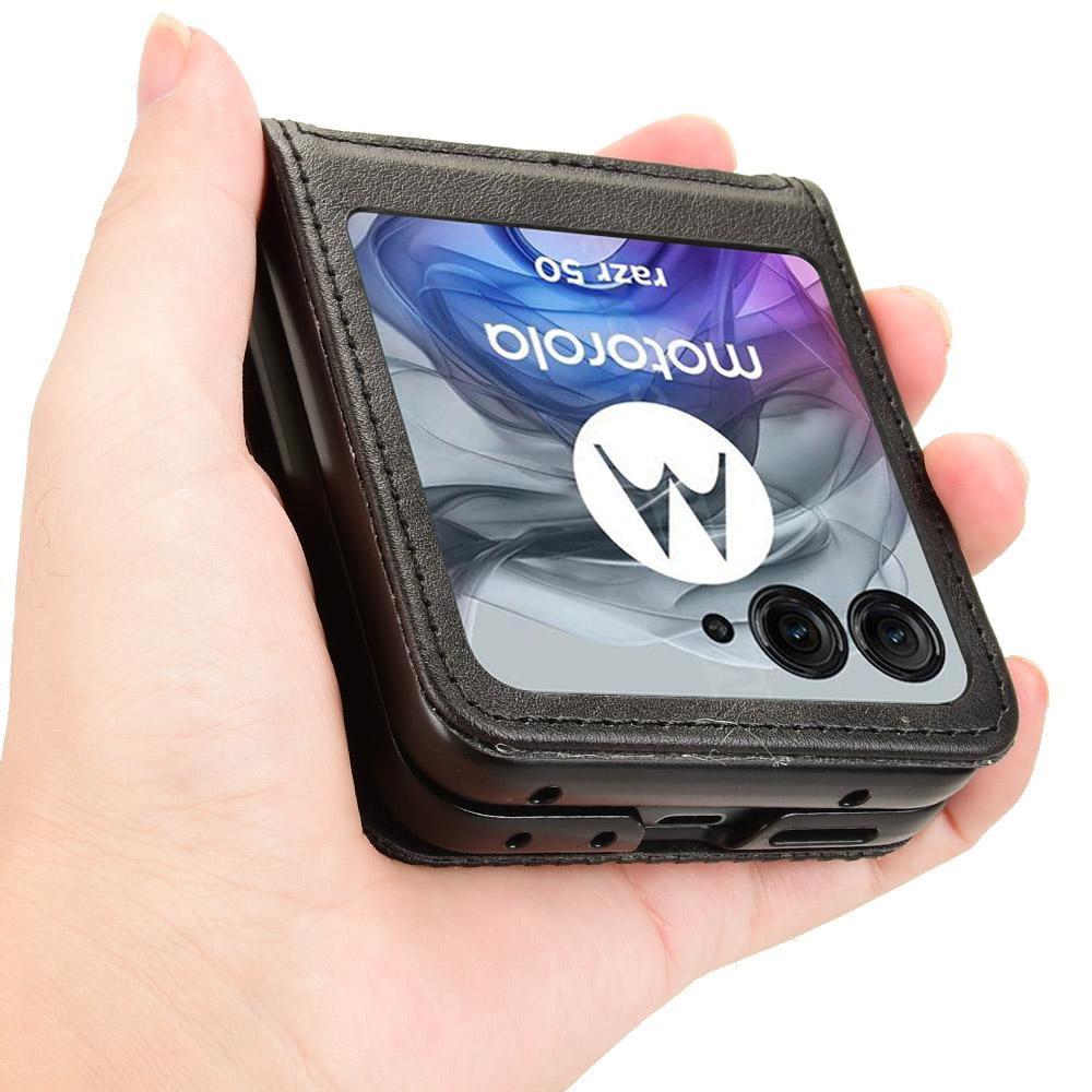 Für Motorola Razr 2025/Razr 2024/Razr 60/Razr 50 5G Hülle Retro Textur Leder+PC Handyhülle mit Kartenfach