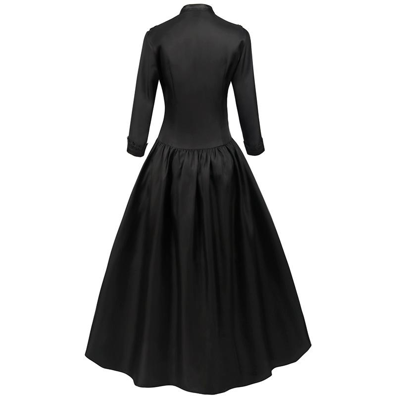 2023 European Medieval Victorian Long Sleeve Lace Waist-Cinching Dress Costume