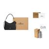 Coach Laurel 31 Logo Reißverschluss Kieselsteinleder Tragetasche Crossbody Umhängetasche Große Damen Taschen Gold Schwarz CR148-IMBLK