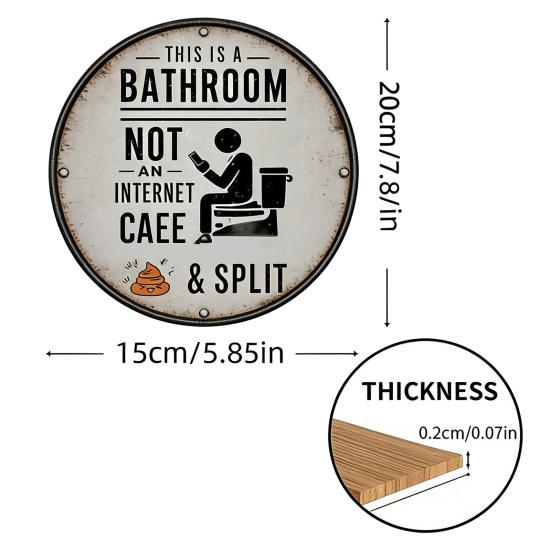 Vintage Wooden Bathroom Sign This Is A Bathroom Not A Cafe Funny Wall Art Rustic Hanging Round Plaque for Farmhouse Restroom