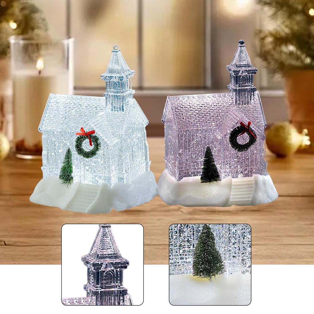 Christmas Snow Globe Lantern Musical Christmas Decor Gift with Light Music Festive Music Box for Party Farmhouse Home Desktop