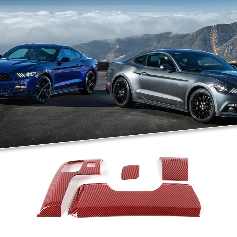4pcs Steering Wheel Lower Panel Trim Cover For Ford Mustang 15+ Red Carbon Fiber