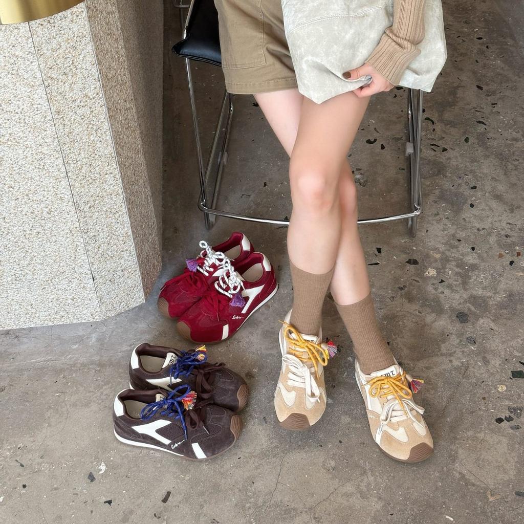 Leather Forrest Gump Shoes Women's Platform Casual 2025 Autumn New Non-slip Color Matching Soft Sole Versatile Inner Height-increasing German Traini