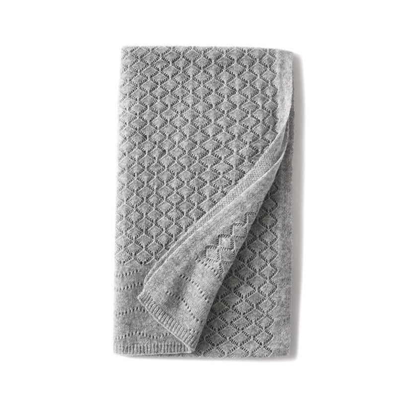 Women's Diamond Openwork Pure Cashmere Scarf: Warm, Knitted, Versatile Shawl for Autumn & Winter
