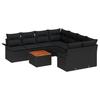 VidaXL Ensemble de Canapé de Jardin 9 Pièces avec Coussins Noir Poly Rattan Acacia 3355979