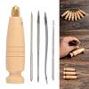 4 In 1 Leather Craft Stitching Scratch Awl Tool Pin Punching Tool Leather Awl Pin Punching Awl for Cutting Sewing Craft