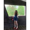 Kumikumi Elegant All-Match V-neck Denim Sling One Piece Dress Women Clothing Summer High Sense Waist Hugging Slimming Short Dress