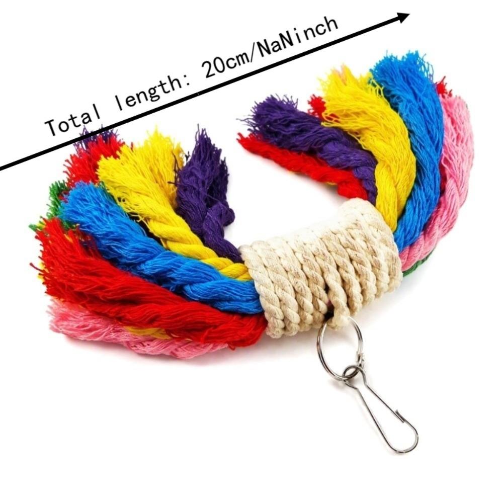 Colorful Cotton Rope Bird Rope Toy Hanging Buckle Exercise Training Tool Parrot Chewing Toy Safe Foraging Design