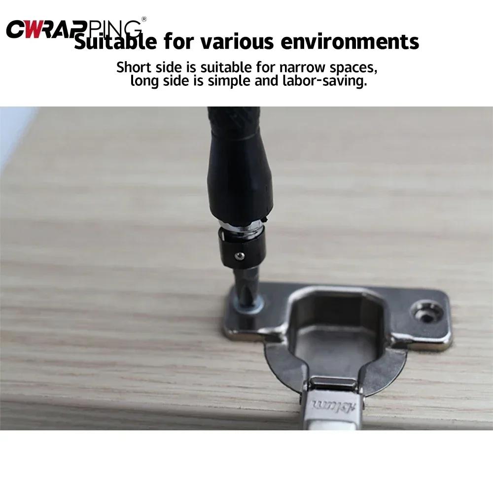 Schwarzer Schraubenschlüssel Mini Doppelende L-Typ 1/4 Sechskant Schraubendreherbit 90 ° Doppelendgriff 6,35 mm Schraubenschlüsselwerkzeug Reparaturgriff Autowerkzeug