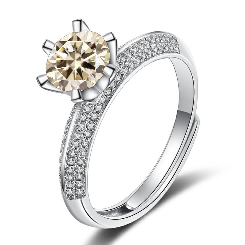 Bague Ringen Luxury D Color 1 Carat Moissanite Diamond Ring Female S925 Sterling Silver Fine Jewelry For Wedding Adjustable Size