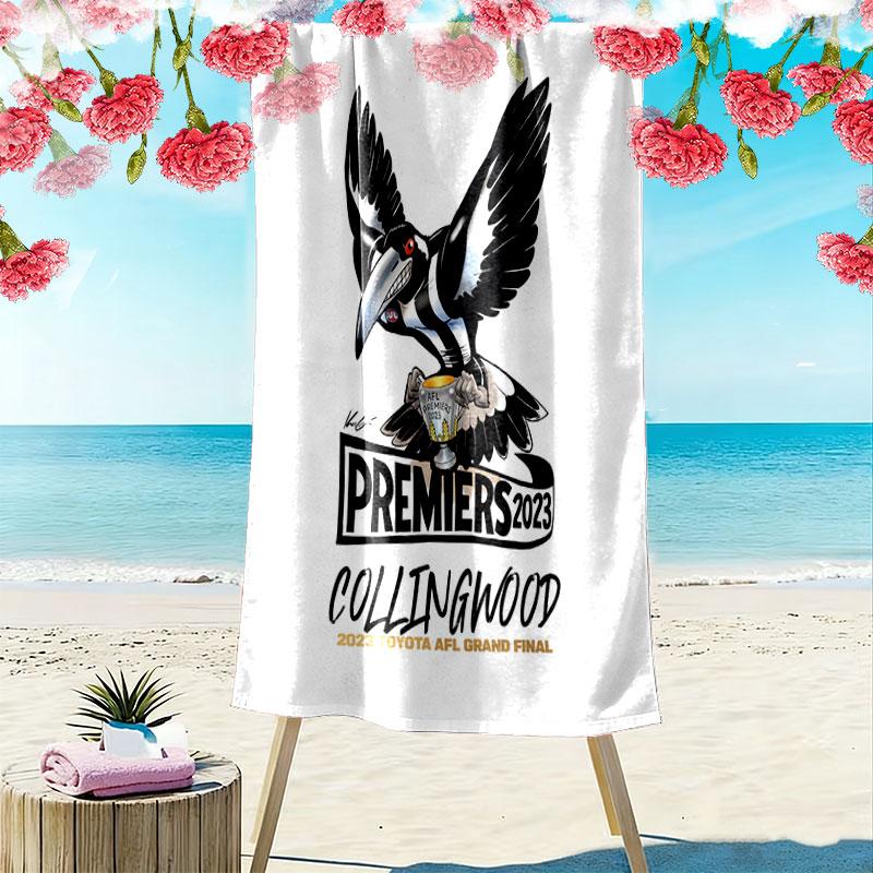 Magpies Legacy Print Beach Towel, Large Soft Quick Dry Towel for Beach Camping Swimming