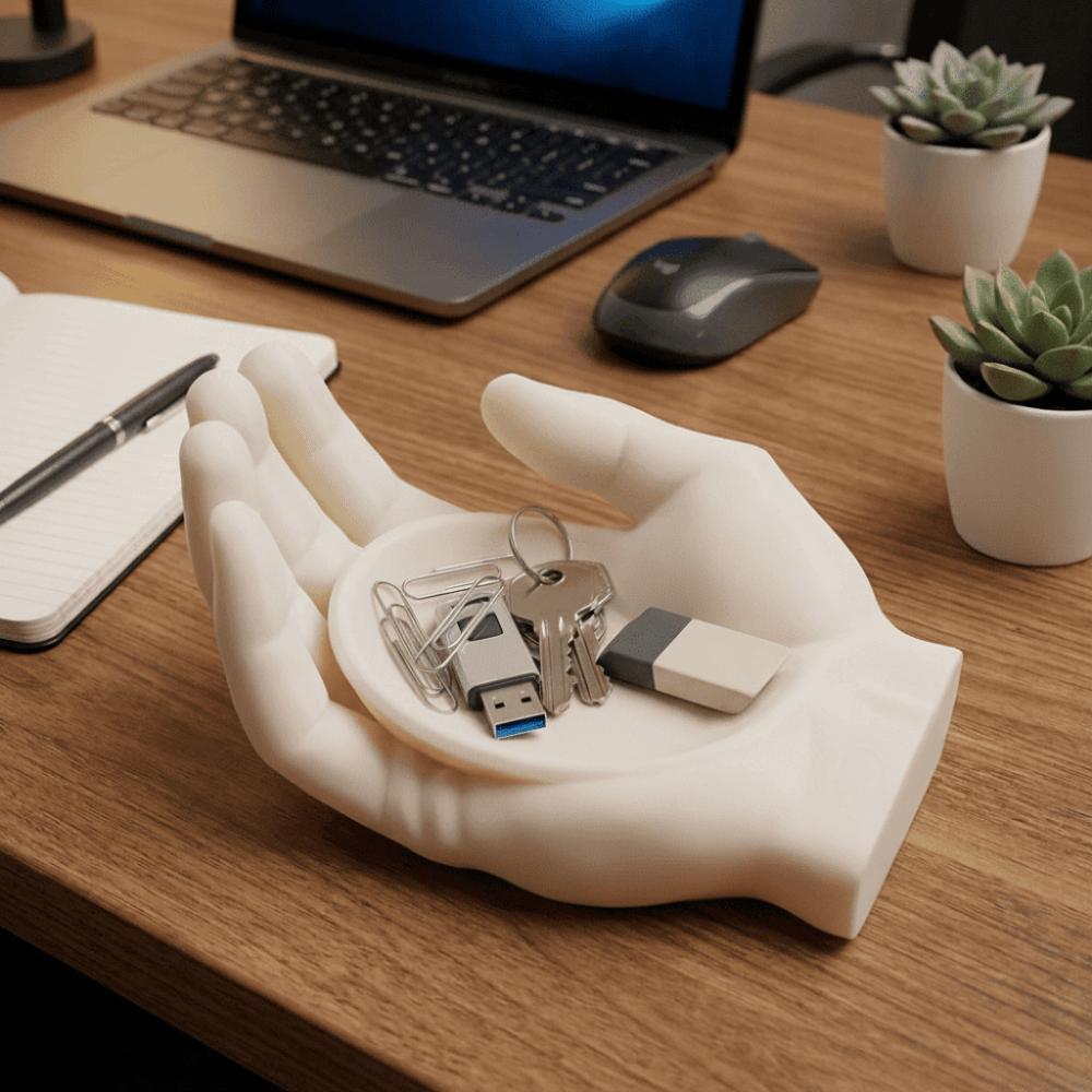 Palm Shaped Jewelry Storage Tray Plastic 3D Printing Palm Ornament Minimalist Decorative Key Ring Storage Tray Home Decoration