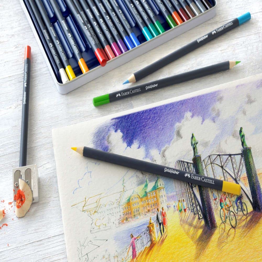Goldfaber Colored Pencil 36 Colors In a 114736 Faber-Castell Set, Tin,