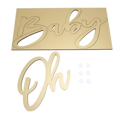 Oh Bébé Panneau en Bois Plaque Oh Bébé Découpe pour Fêtes de Révélation de Genre Décoration de Chambre d'Enfant Or