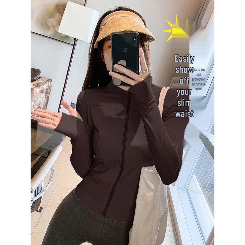 Women's Quick-Dry Stand Collar Fitness Jacket with Zipper - Breathable, Long Sleeve Sports Top for Running, Yoga, Outerwear.
