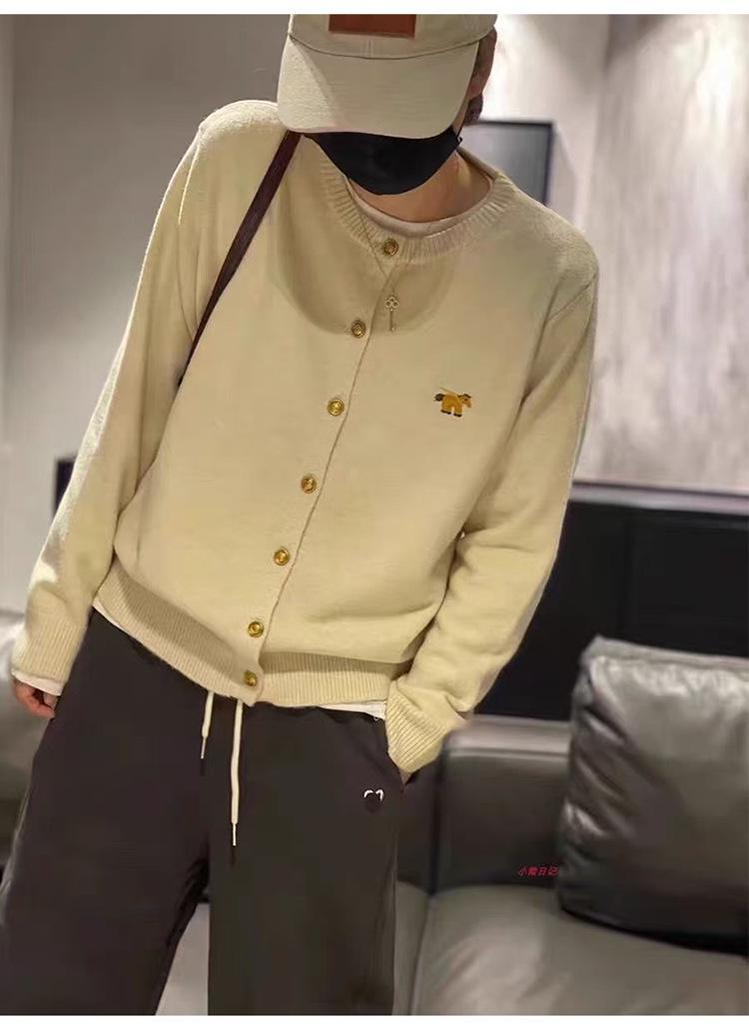Women's Knitted Wool Cardigan with Round Neck and Small Horse Embroidery - 100% Pure Wool, New Autumn Collection.