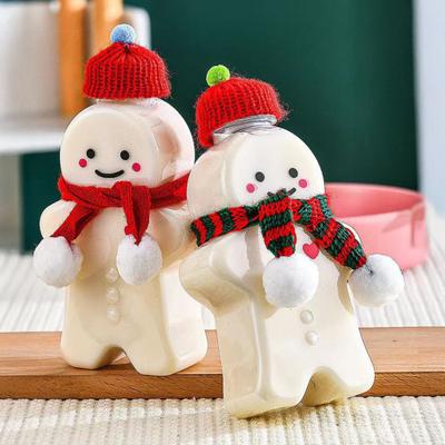 Gingerbread Man Drink Bottles with Lid 400ml Reusable Christmas Beverage Container for Milk Juice Tea Coffee DIY Festive Gifts
