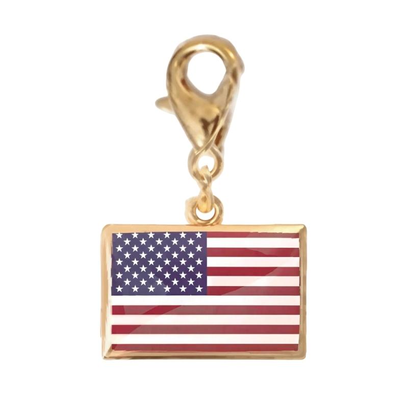 Braccialetto con Charm Bandiera in Acciaio Inossidabile con Moschettone, Gioiello Ciondolo Paese per Regalo di Viaggio Accessorio Stile