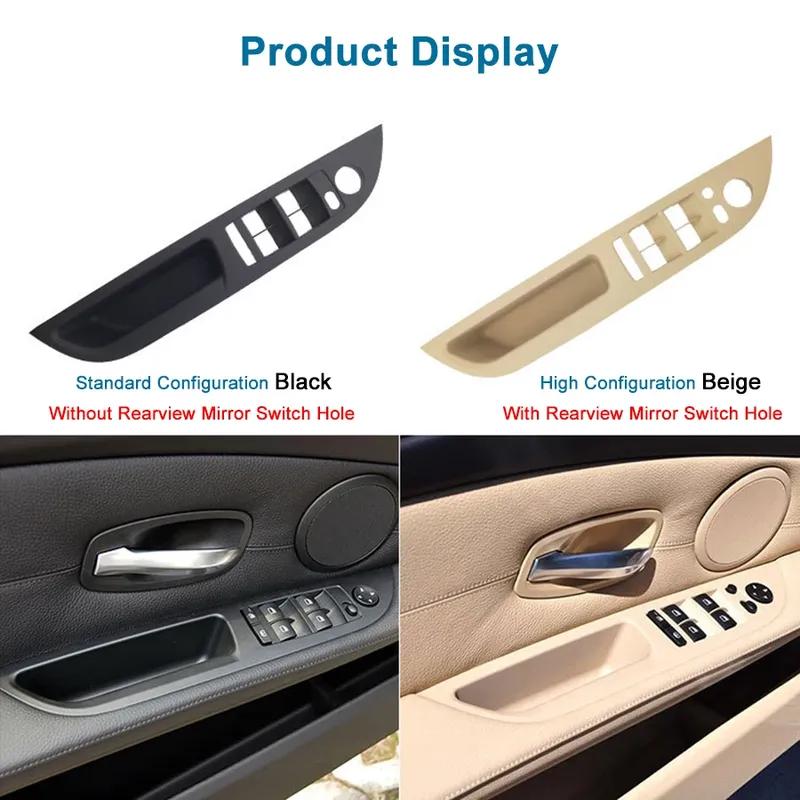 Car Interior Handle Inner Door Armrest Panel Pull Trim Cover For BMW 5 Series E60 2008-2010 Black Beige LHD
