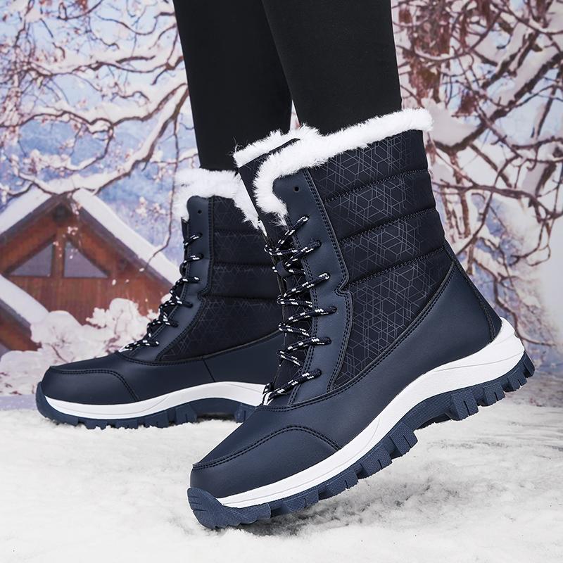 Fleece verdickte Schneestiefel Winter rutschfest wasserdicht mittelhohe Skistiefel Outdoor warm große Baumwollschuhe